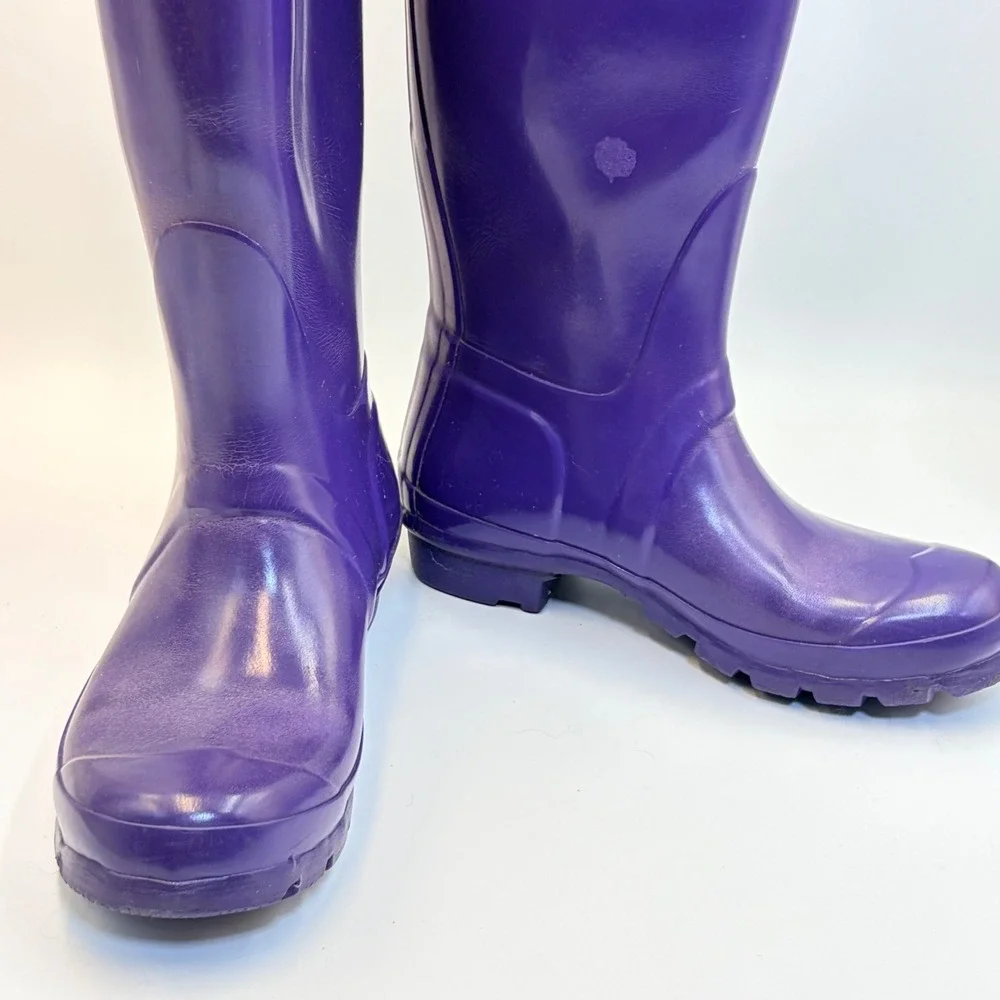 Hunter Original Gloss Tall Purple Rain Boots W23616 Womens 5 Mens 4 EU 35/36